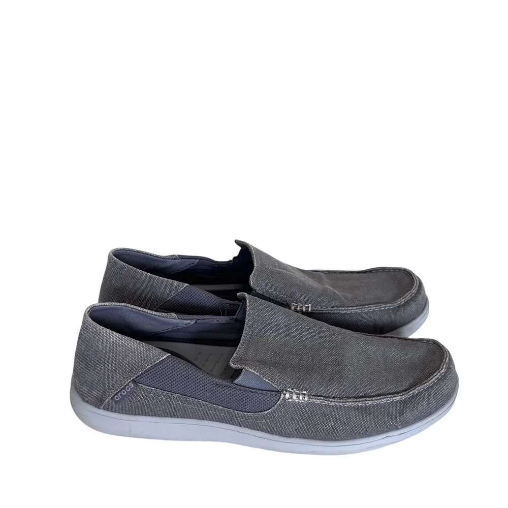 Crocs Mens Santa Cruz Canvas Slip On Loafers Size 13 Gray Casual Moc Toe Shoes